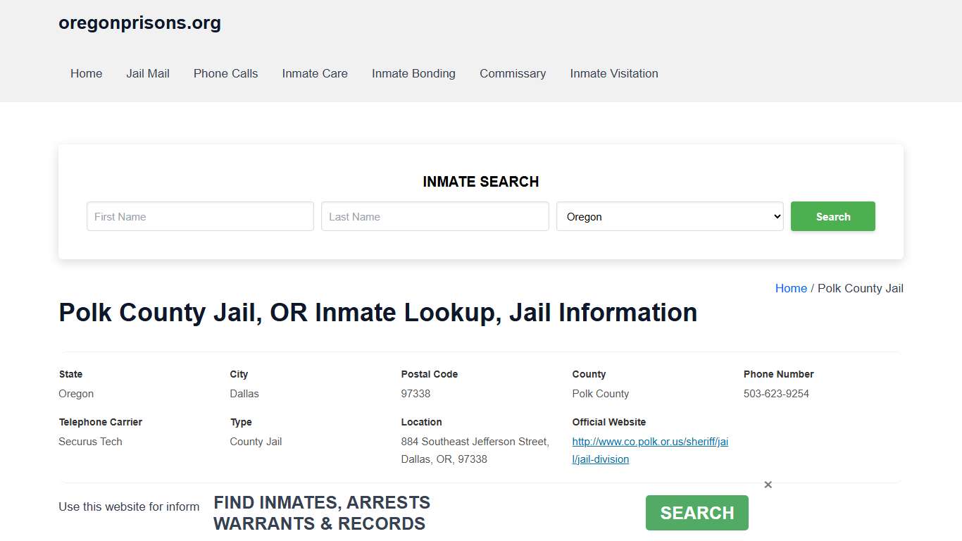 Polk County Jail, OR - Offender Locator, Contacts, Inmate Info